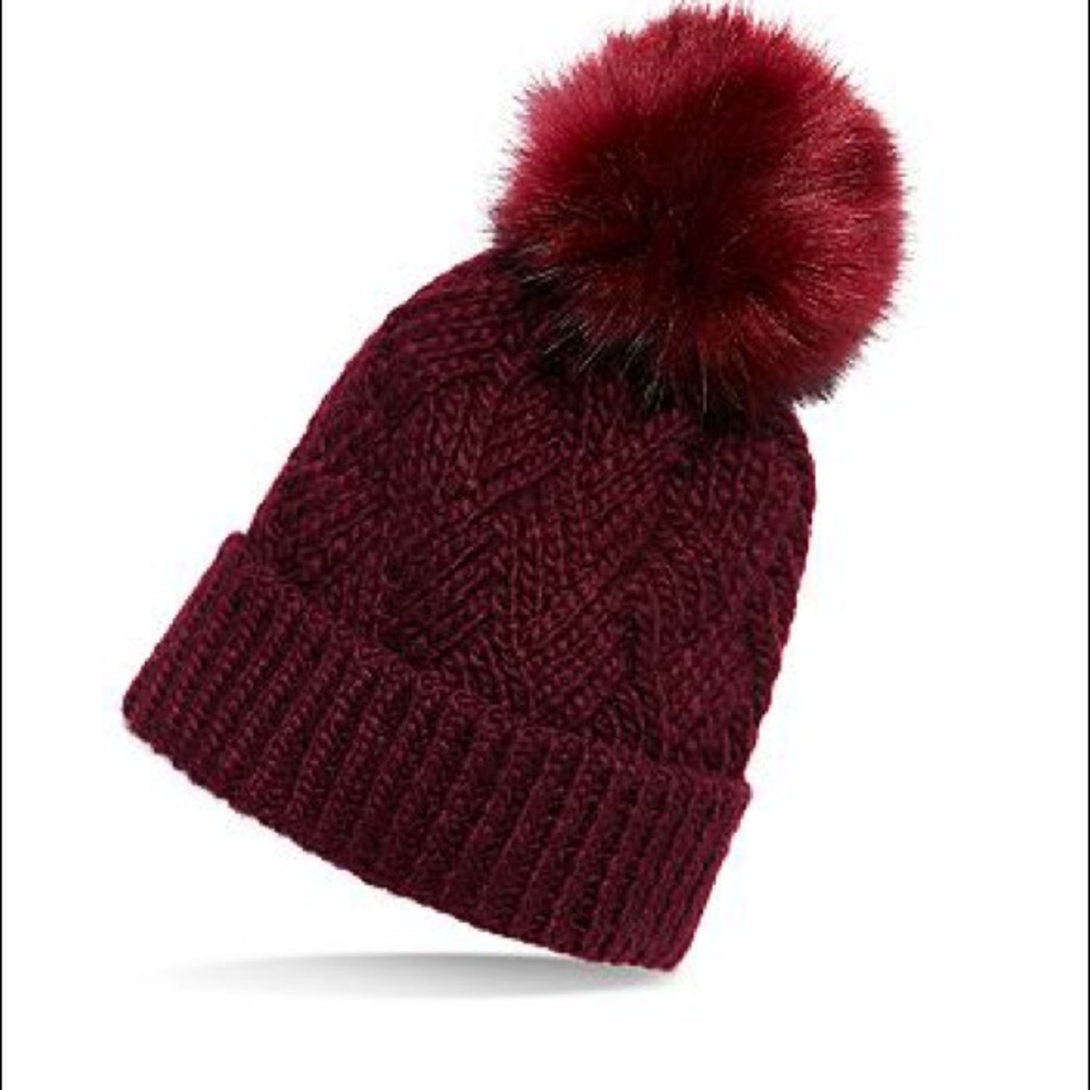 SOLD - Free People NWT Pinnacle Pom Beanie Maroon Knit - Picture 3 of 7